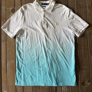 Ralph Lauren Men's Cream and Blue Gradient Polo Shirt
